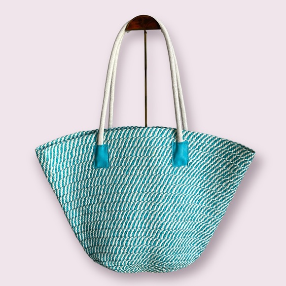 Handbags - Blue and White Tote Bag